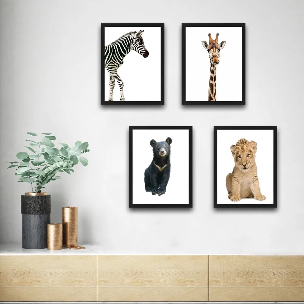 Dekorativna slika u okviru (4 komada) Cute Animals Set