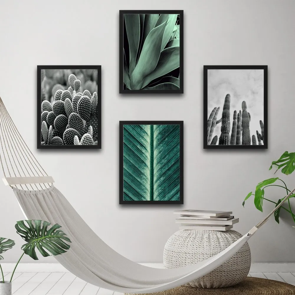 Dekorativna slika u okviru (4 komada) Green & Cactus Set