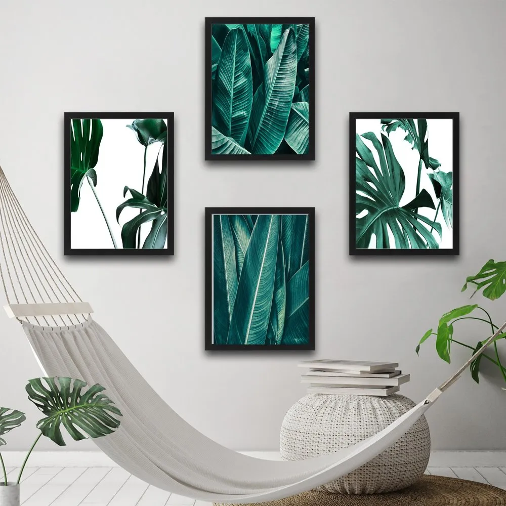 Dekorativna slika u okviru (4 komada) Leaf Set