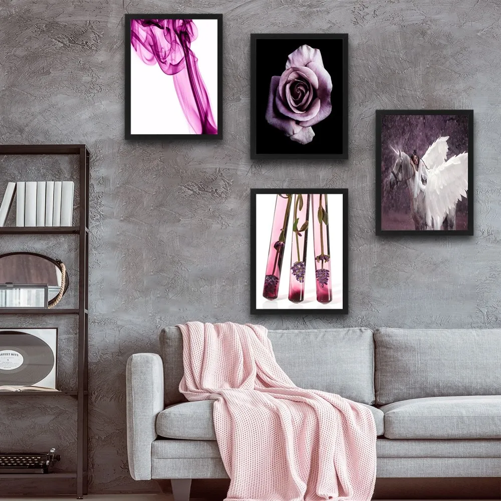 Dekorativna slika u okviru (4 komada) Purple Unicorn Set