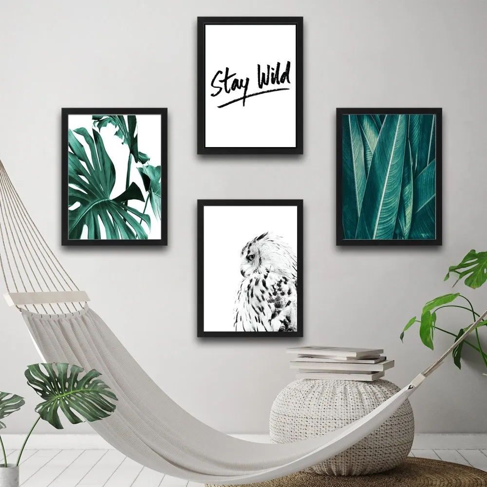 Dekorativna slika u okviru (4 komada) Stay Wild Set 4