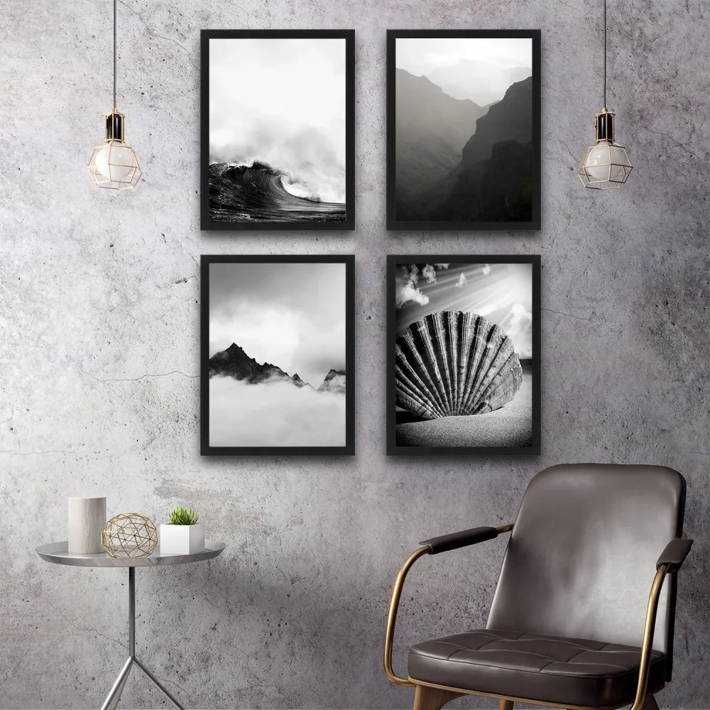 Dekorativna slika u okviru (4 komada) Wave Set