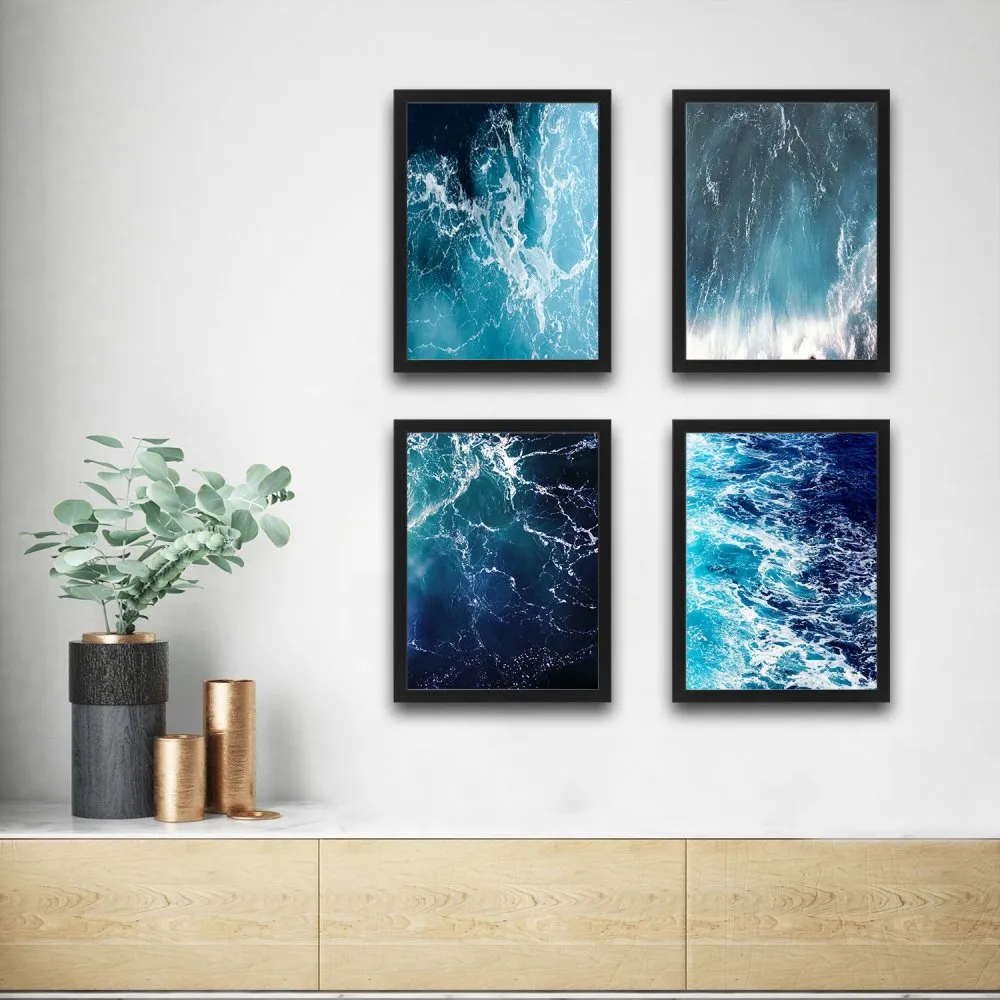 Dekorativna slika u okviru (4 komada) Waves Set 1