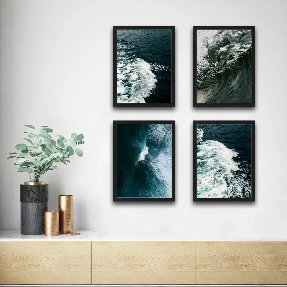 Dekorativna slika u okviru (4 komada) Waves Set 2
