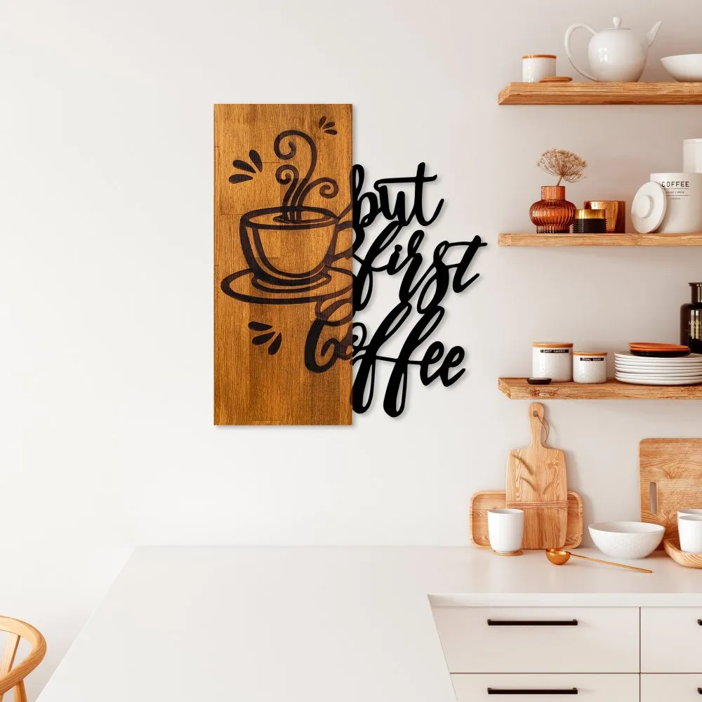 Dekorativni drveni zidni pribor Coffee First