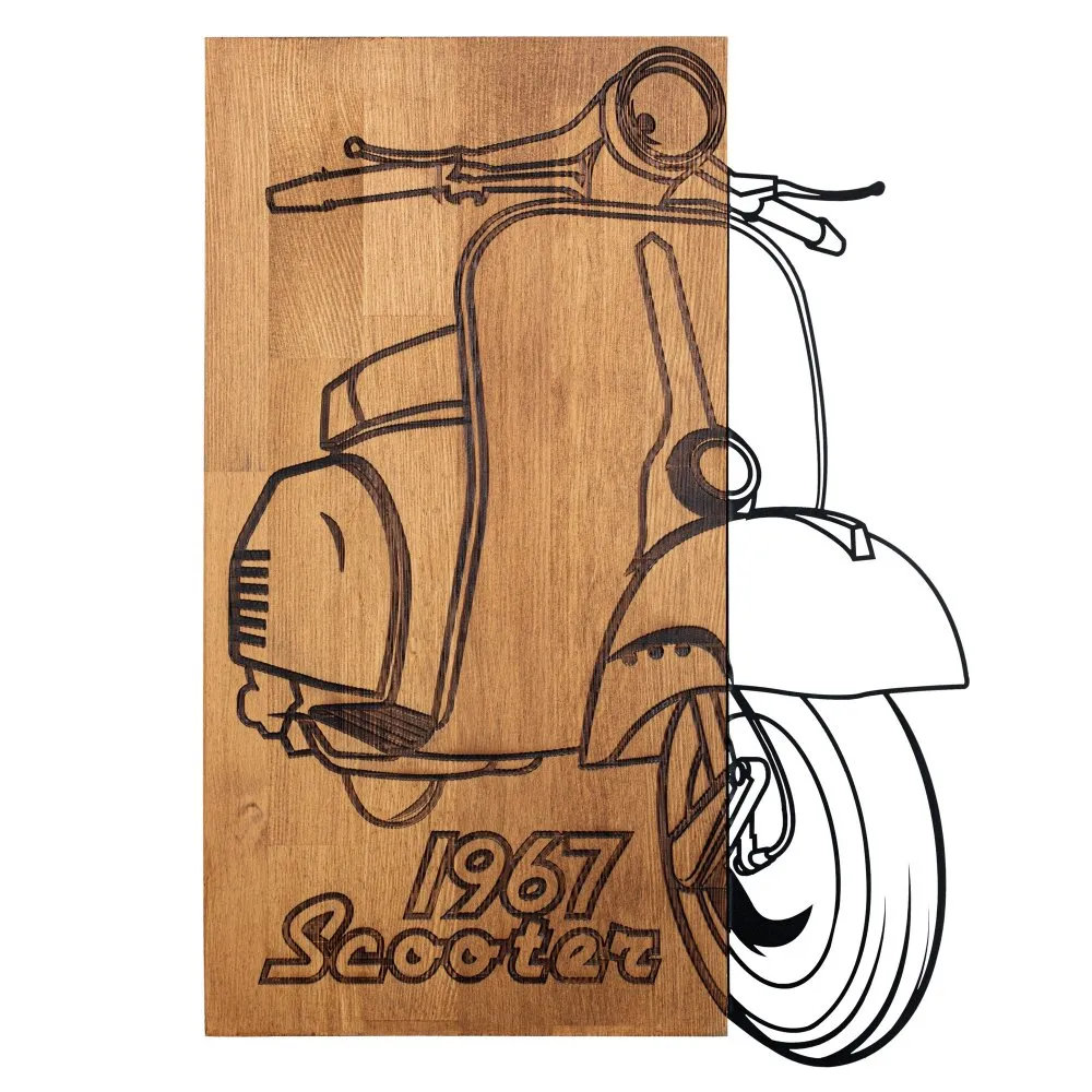 Dekorativni drveni zidni pribor Nostalgic Scooter