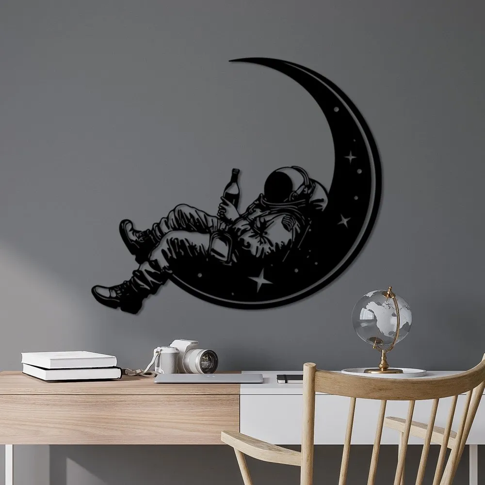 Dekorativni metalni zidni pribor 3D Space Boozer crna boja