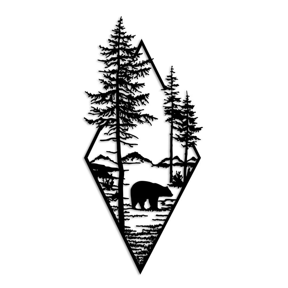 Dekorativni metalni zidni pribor Bear Black v2