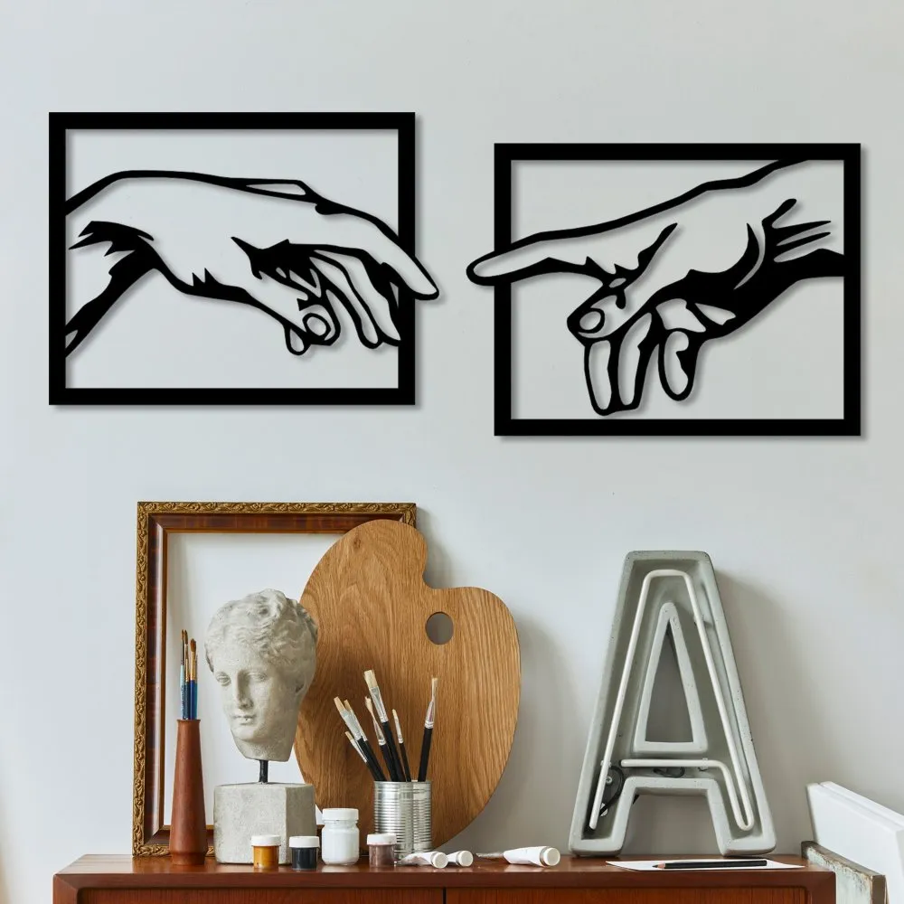 Dekorativni metalni zidni pribor Hands crna boja