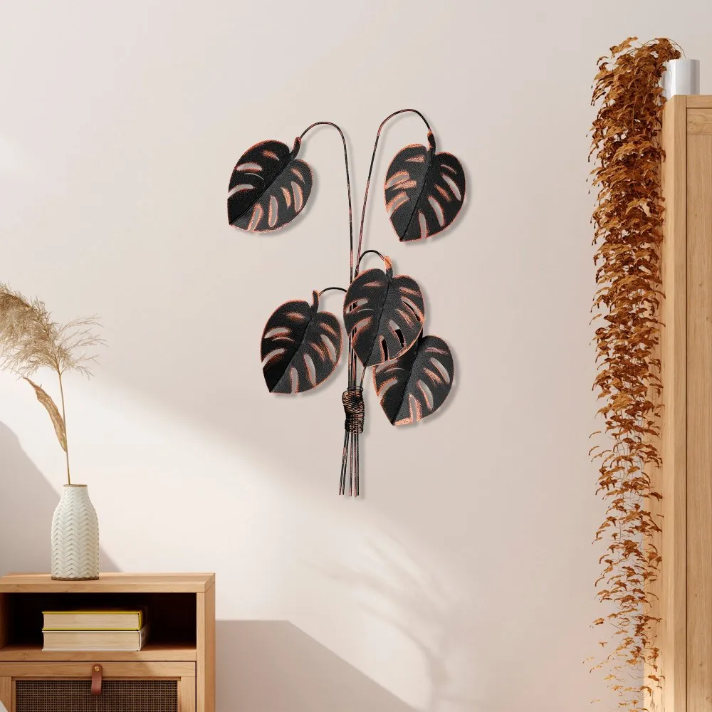 Dekorativni metalni zidni pribor Monstera Copper