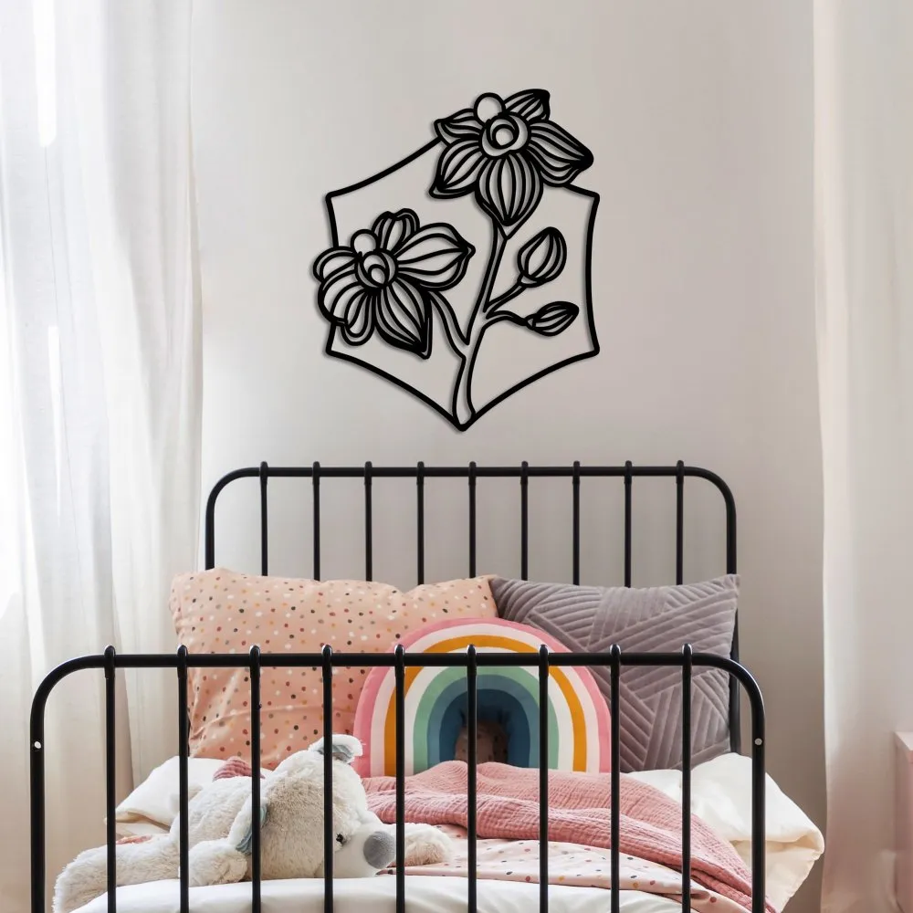 Dekorativni metalni zidni pribor Orchid L crna boja