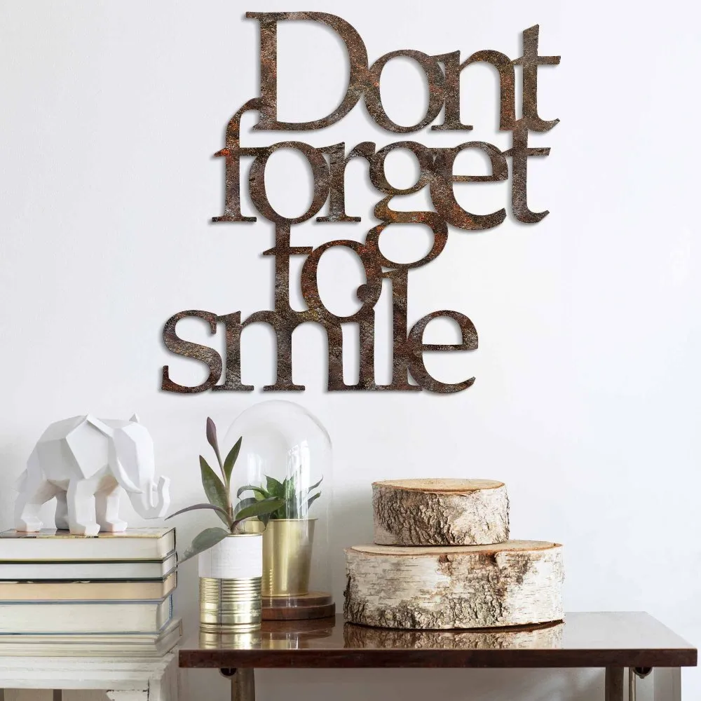 Dekorativni metalni zidni pribor Rusty Dont Forget For Smile