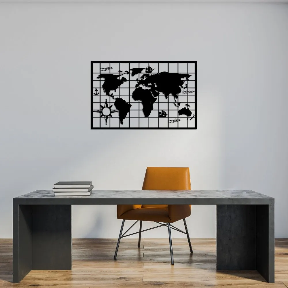 Dekorativni metalni zidni pribor World Map 7