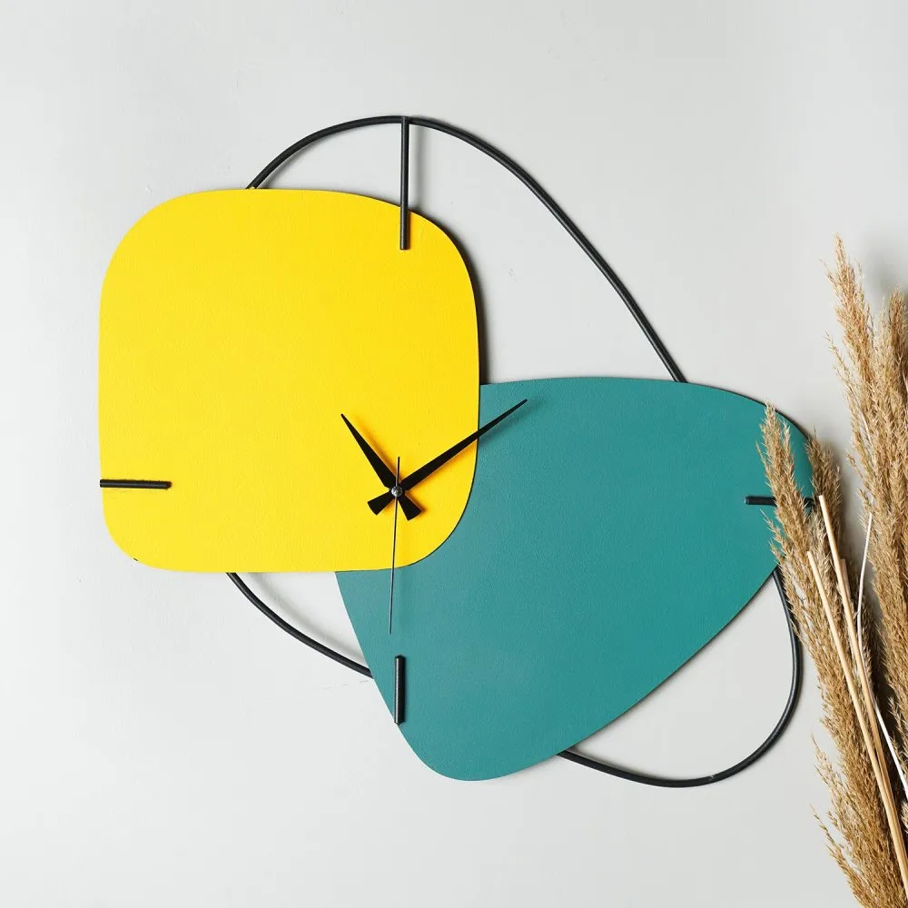 Dekorativni metalni zidni sat Brazil Yellow - green