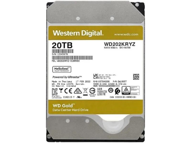 Gold, 20TB, 7200rpm, 512MB (WD202KRYZ)