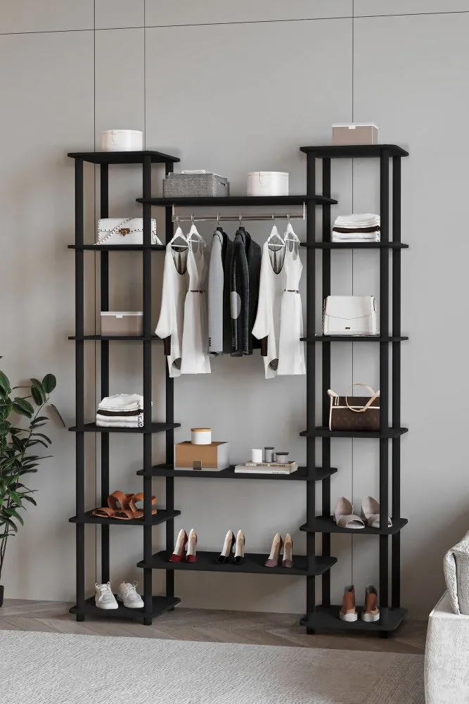 Hall Stand čiviluk Coat Rack Black (282PTR1155)