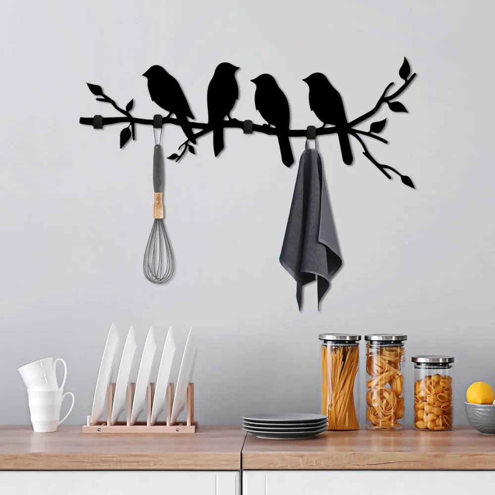 Metalna zidna kuka crna boja Sitting Birds