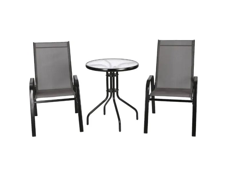 Metalni baštenski set, 2 stolice i sto, Antracit