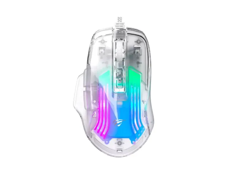 MS1011SE USB RGB Gaming miš transparent beli