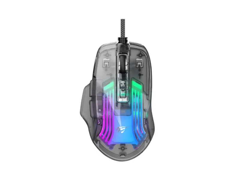 MS1011SE USB RGB Gaming miš transparent crni