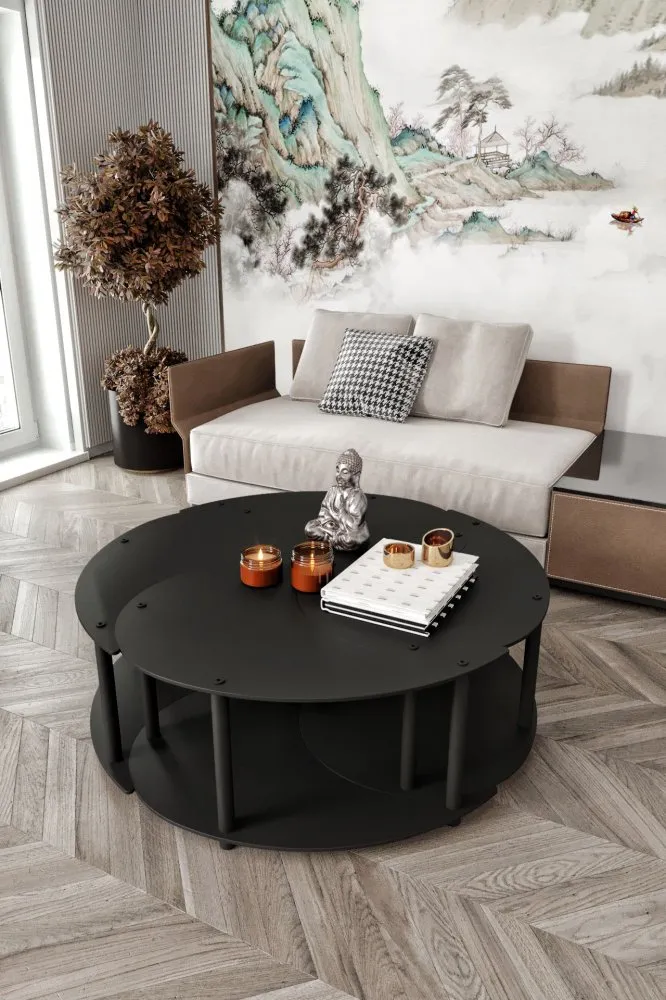 Okrugli set stolova za kafu Yang 4L 70 Black