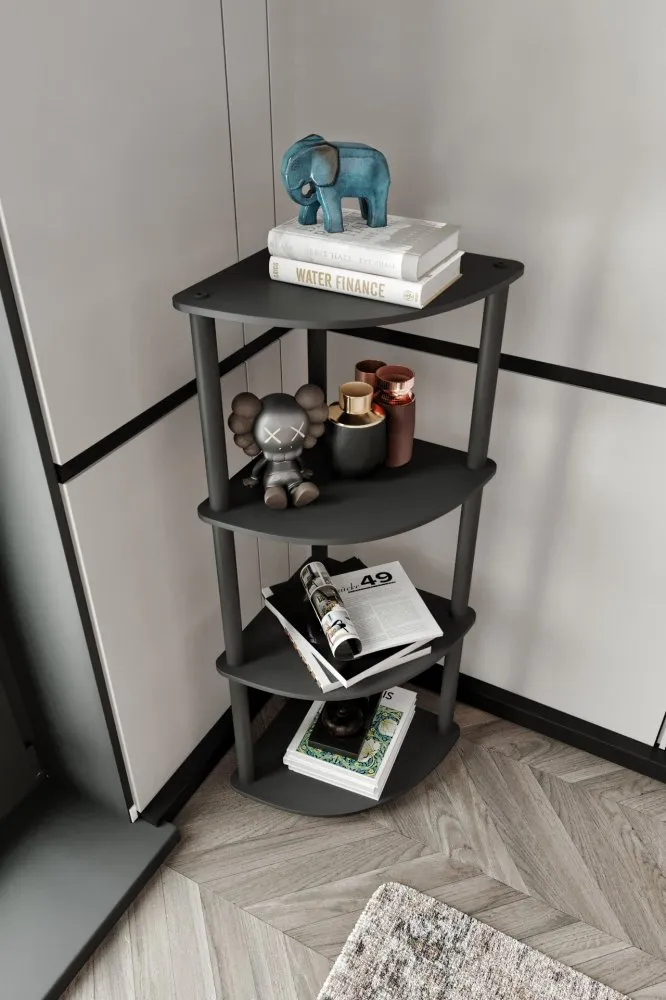 Polica za knjige Bookcase 4 Corner Black