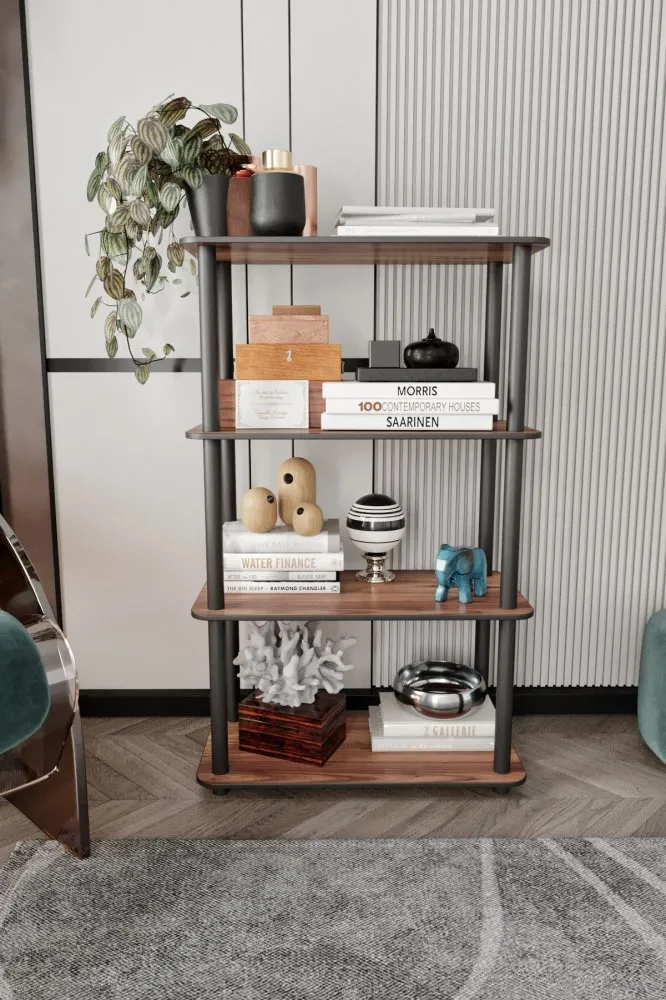 Polica za knjige Bookcase 4 Rect Walnut