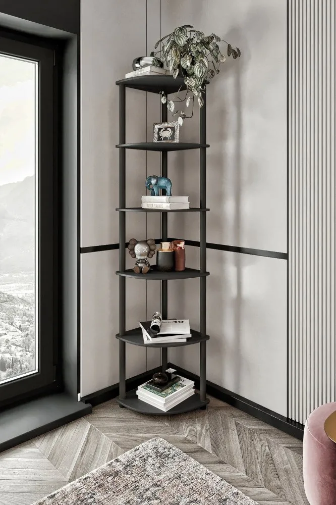 Polica za knjige Bookcase 6 Corner Black