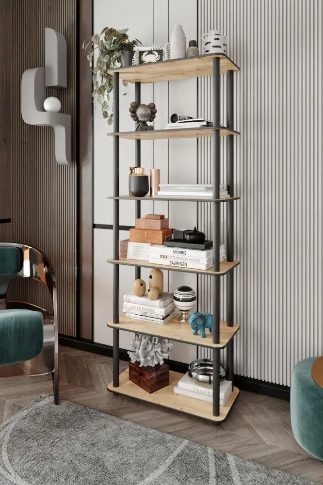 Polica za knjige Bookcase 6 Rect Oak