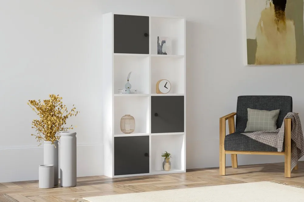 Polica za knjige Ena White Anthracite