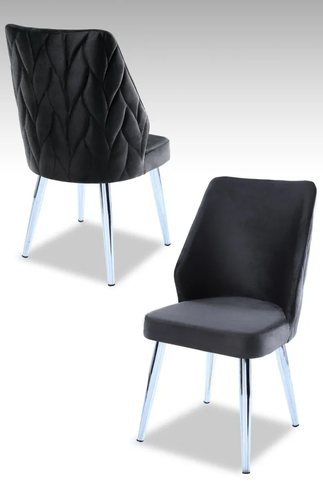 Set 2 stolice Pufi Anthracite Chrome