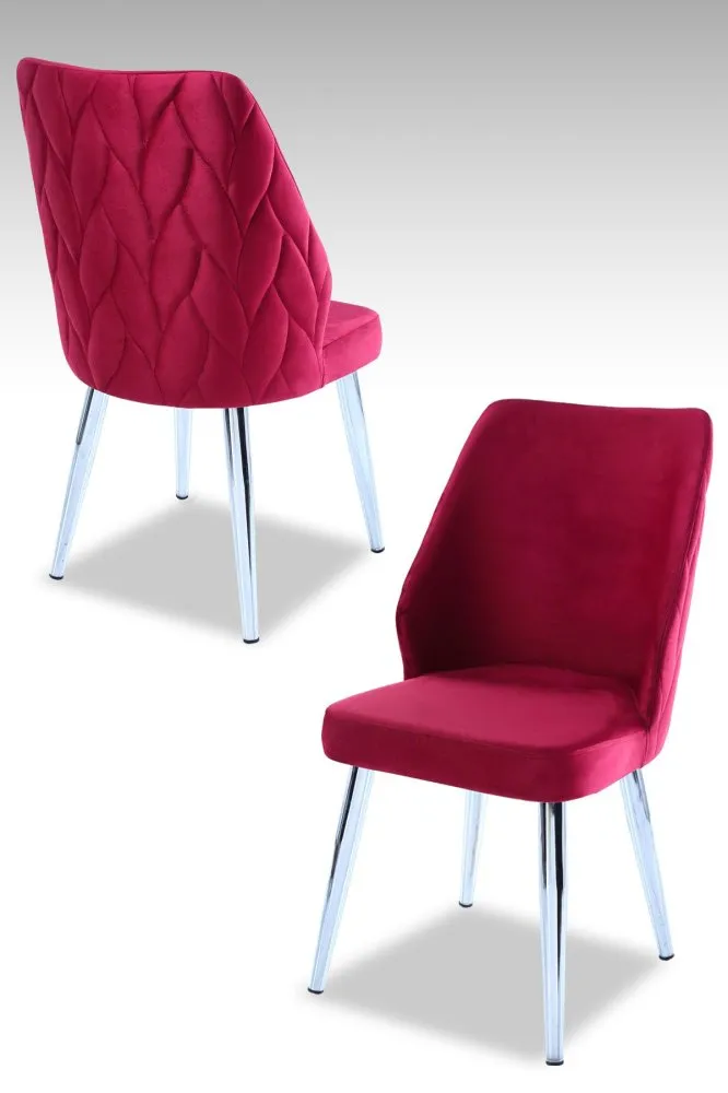 Set 2 stolice Pufi Claret Red Chrome