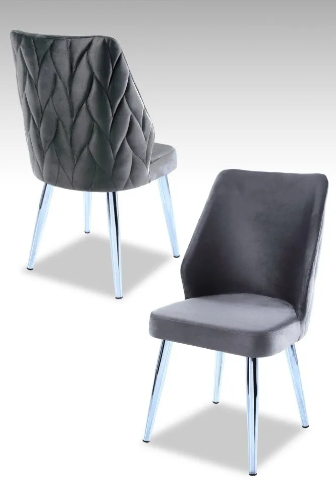 Set 2 stolice Pufi Grey Chrome
