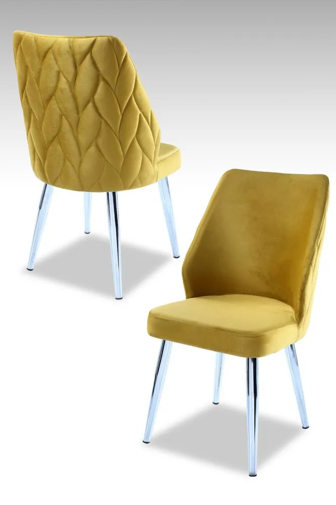 Set 2 stolice Pufi Yellow Chrome