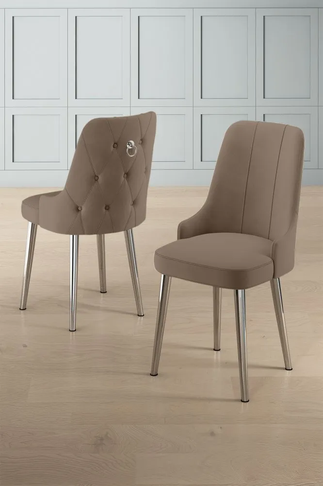 Set 6 stolica Newa Cappuccino Chrome