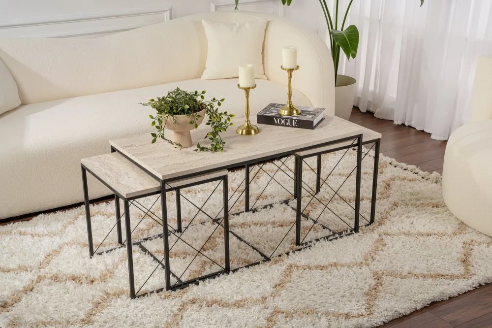Set stolova za kafu Defne Black Travertine (854KLN4754)