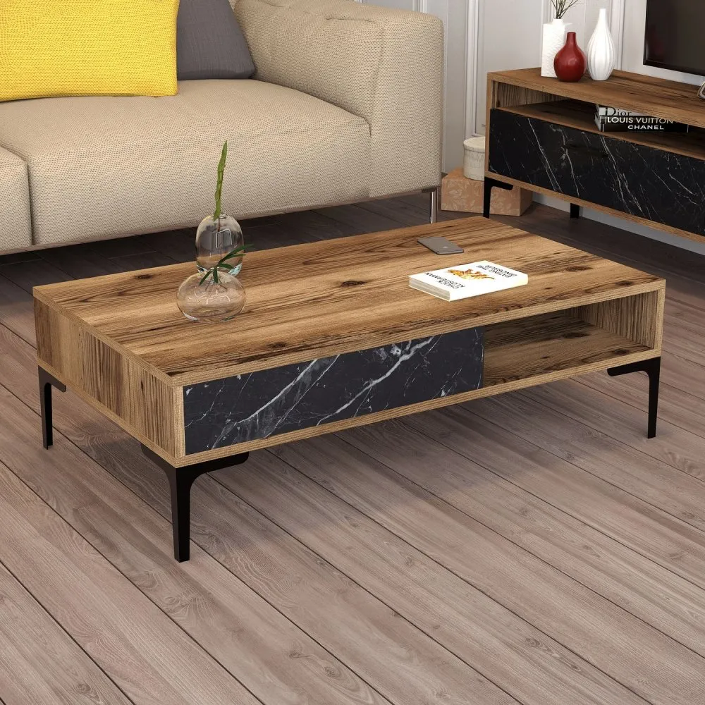 Sto za dnevnu sobu Istanbul Walnut Black Marble