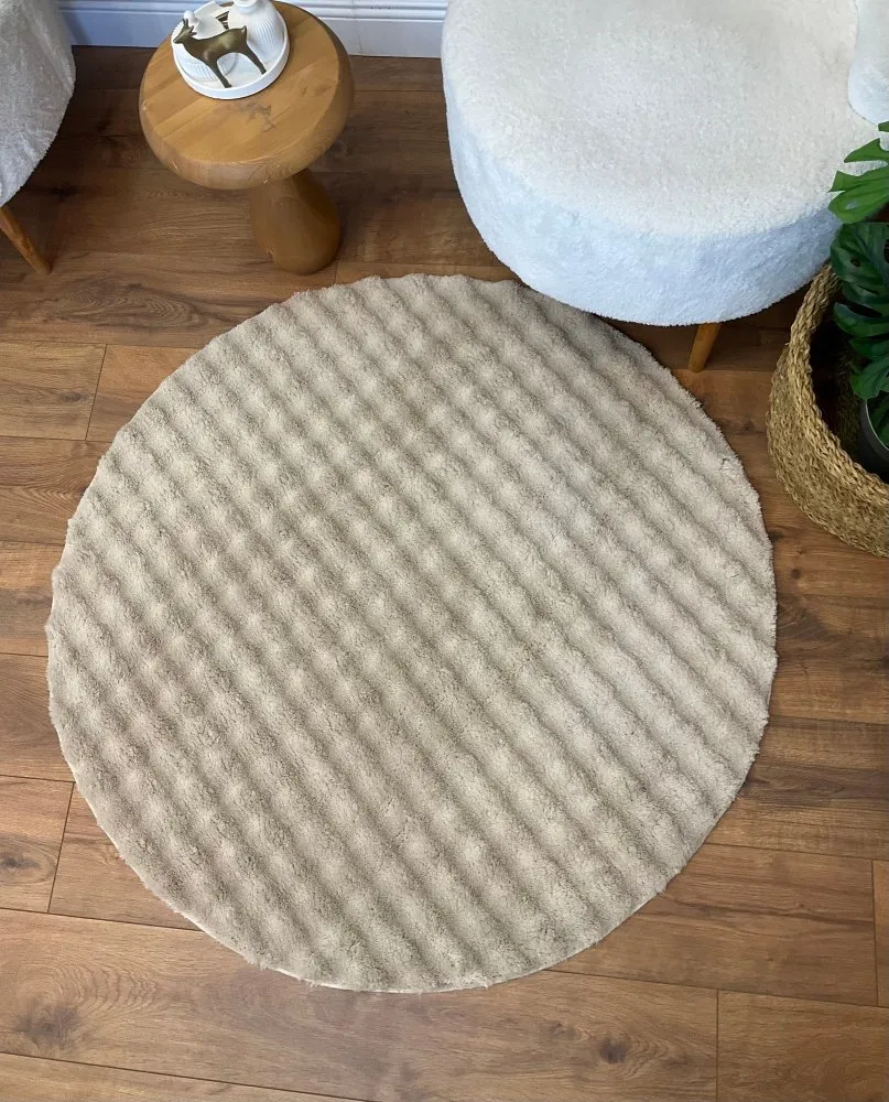 Tepih (200 cm) Puffy Bubble Yuvarlak Beige