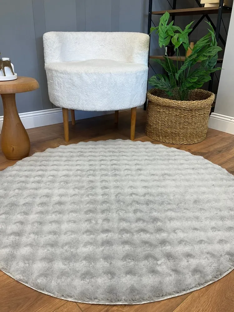 Tepih (200 cm) Puffy Bubble Yuvarlak Grey