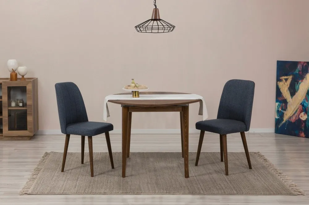 Trpezarijski sto i stolice Vina 1048 - Walnut Navy Blue