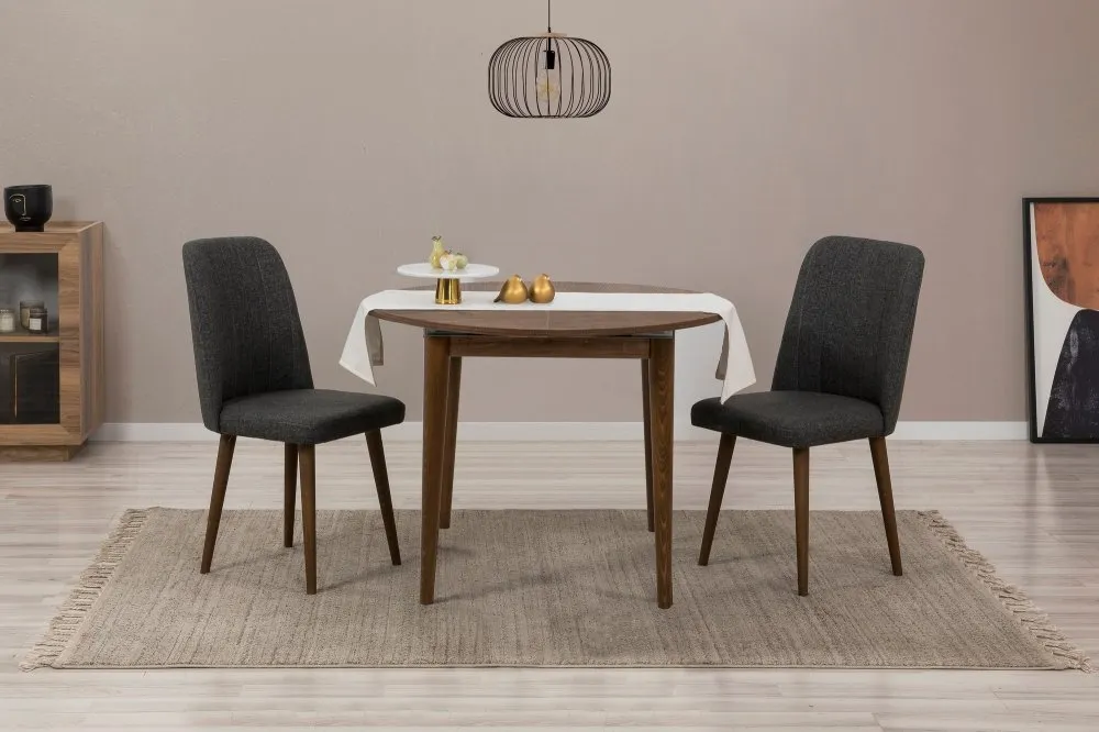 Trpezarijski sto i stolice Vina 1053 - Walnut Anthracite