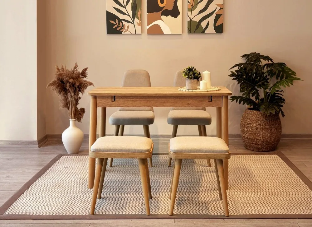 Trpezarijski sto i stolice Vina Mini 02 1005 Oak Cream