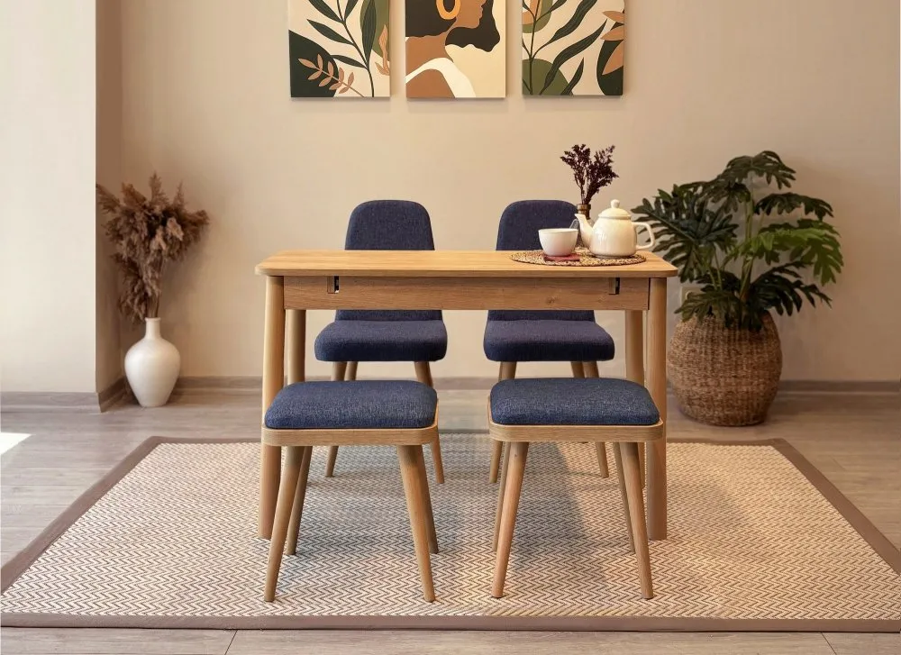 Trpezarijski sto i stolice Vina Mini 02 1048 Oak Dark Blue