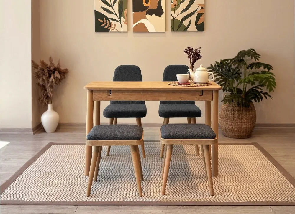 Trpezarijski sto i stolice Vina Mini 02 1053 Oak Anthracite