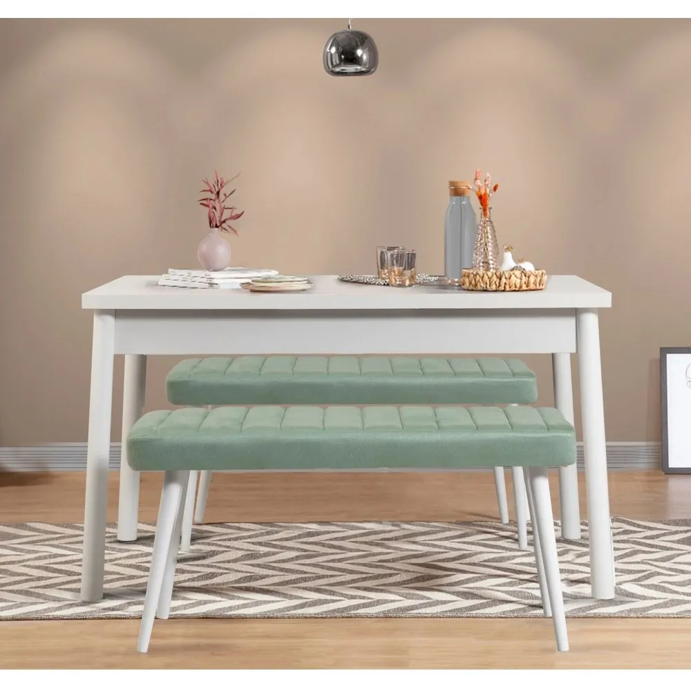 Trpezarijski sto sa 2 klupe Costa 0400 White Green