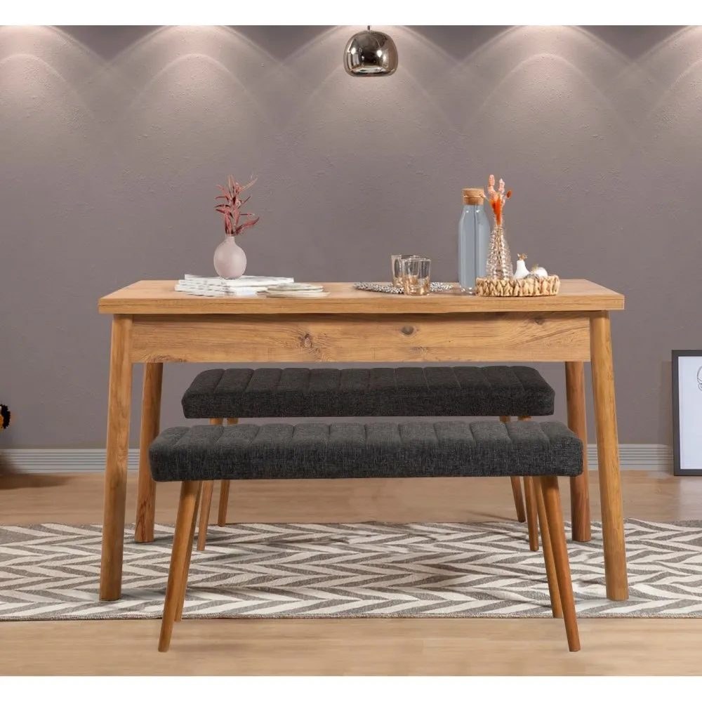 Trpezarijski sto sa 2 klupe Costa 1053 Atlantic Pine Anthracite