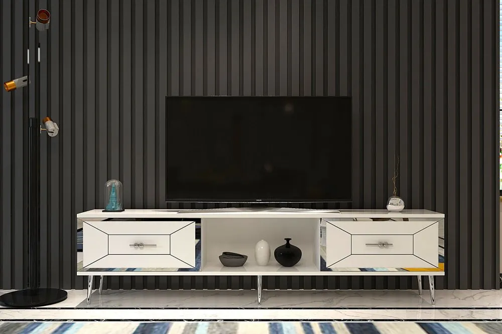 TV polica Arno White Silver