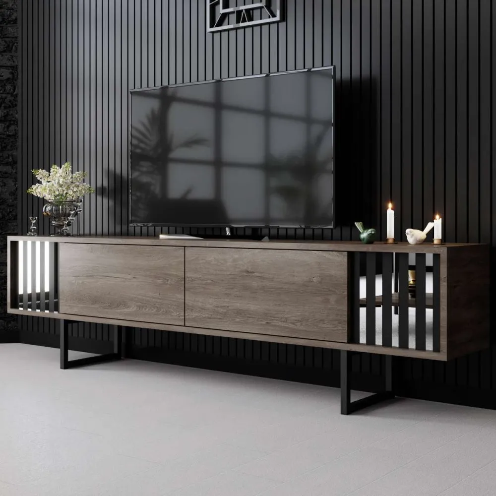 TV polica Chrome Line Walnut Black