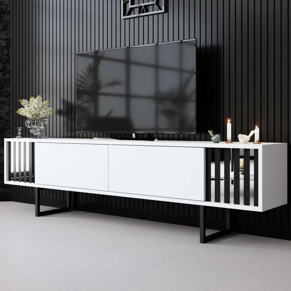 TV polica Chrome Line White Black
