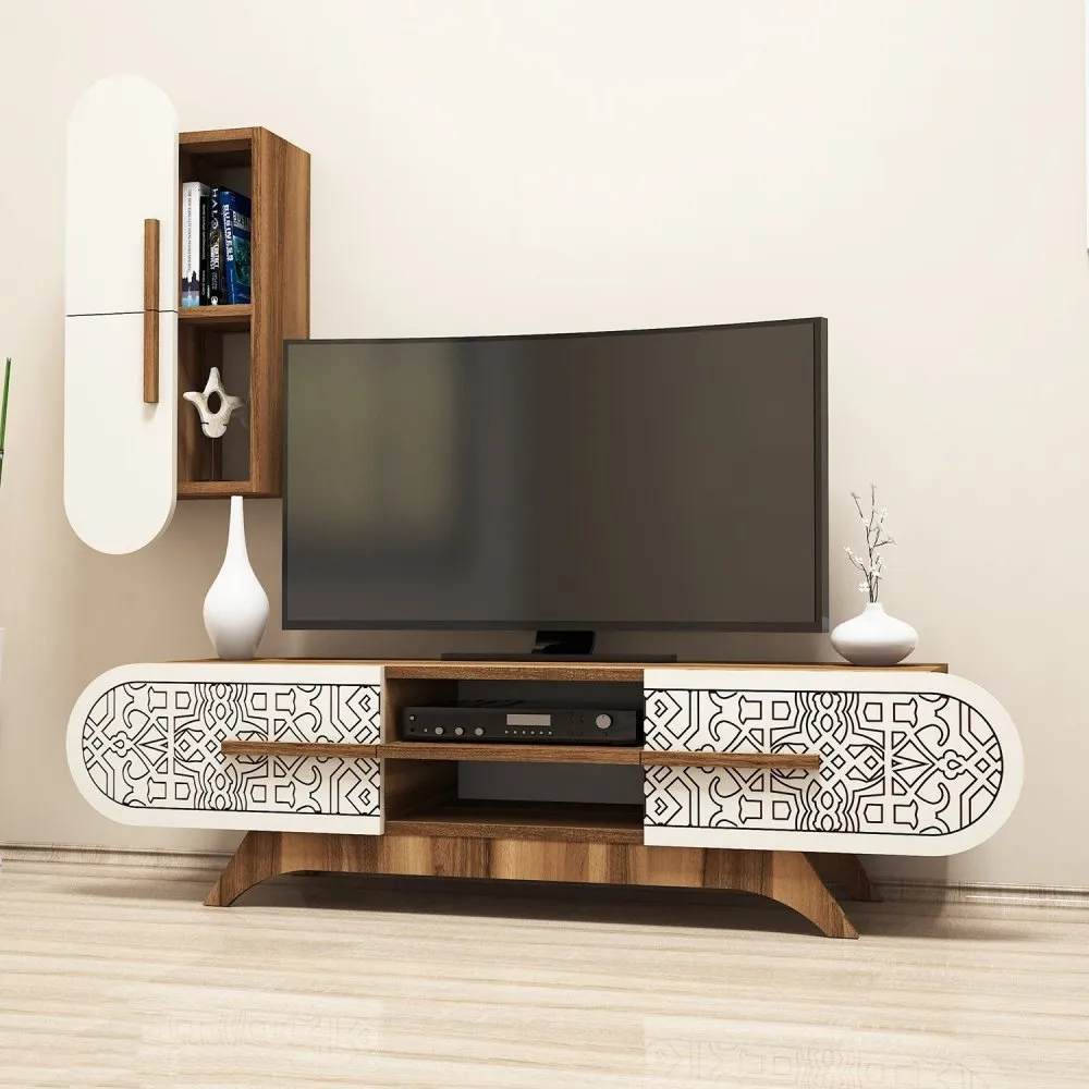 TV polica Defne - Walnut Cream